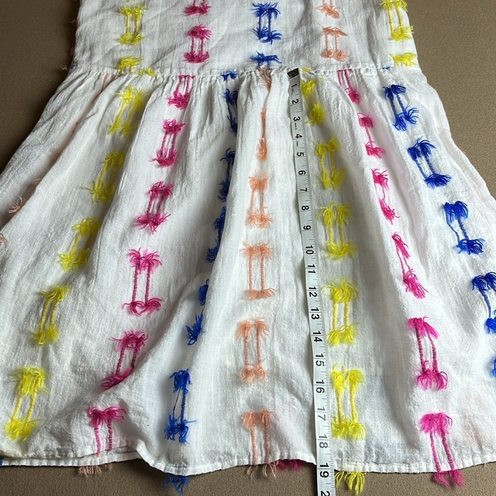 LOU & GREY For LOFT Fringe Cami Dress Fiesta Colorful White - M - Picture 10 of 11